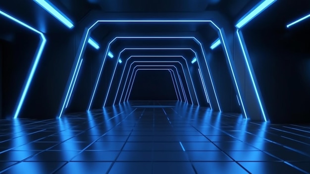 Ein dunkler Tunnel mit Neonlichtern