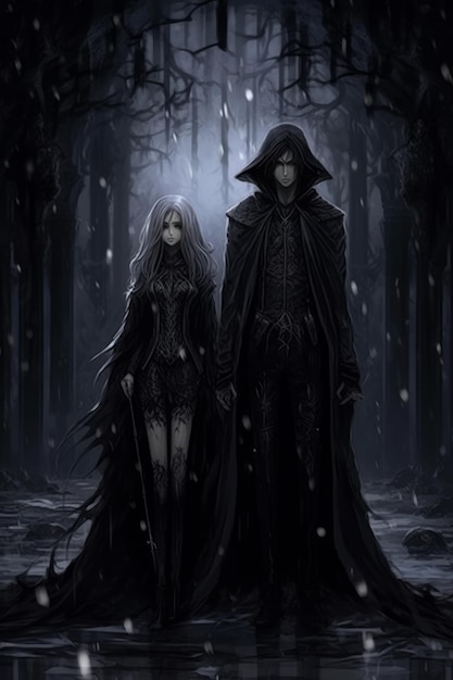 Ein dunkles Paar mit dunklem Hintergrund.