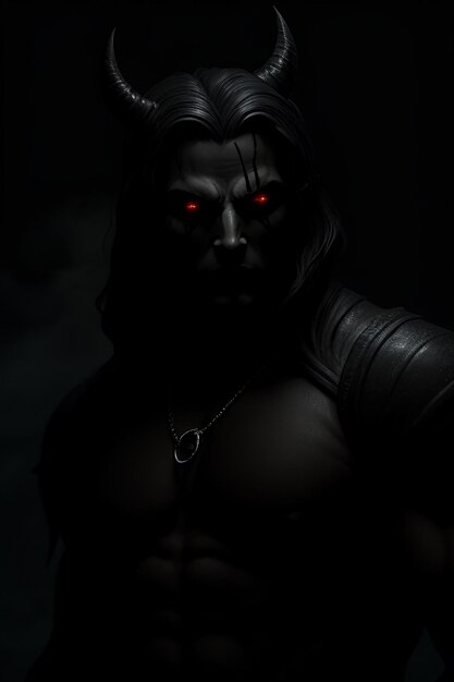 Ein dunkles Porträt eines Vampirs mit roten Augen.