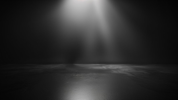 ein dunkles Zimmer mit einem leuchtenden Licht und einem Lichtstrahl dahinter