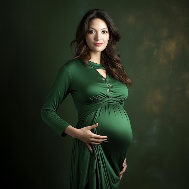 Ein echtes Bild einer schwangeren Frau in Grün