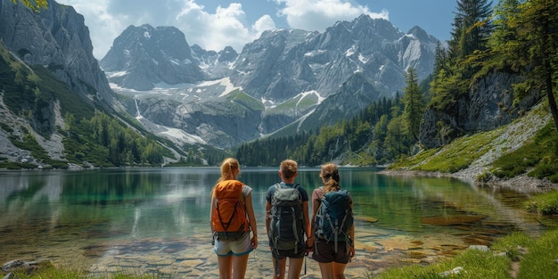 Ein Ehepaar steht am See