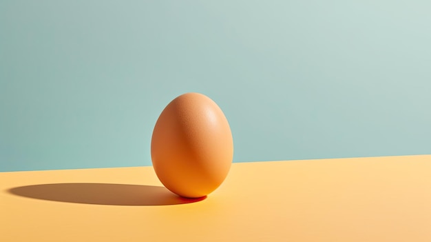 Ein Ei auf gelbem und blauem Hintergrund