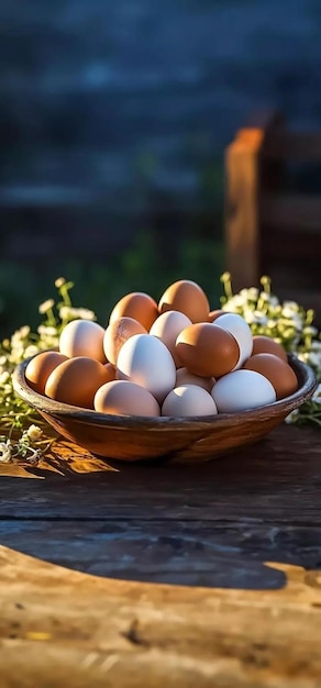 Foto ein eierkorb mit eiern drin