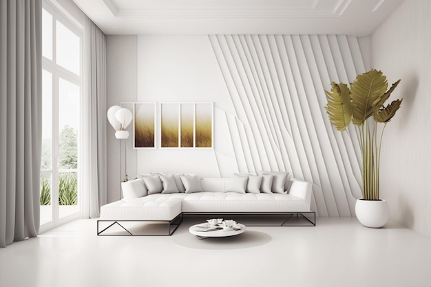 Ein eindrucksvolles Bild eines Essbereichs mit weißer Pantone-Dekoration und auffälligen Möbeln