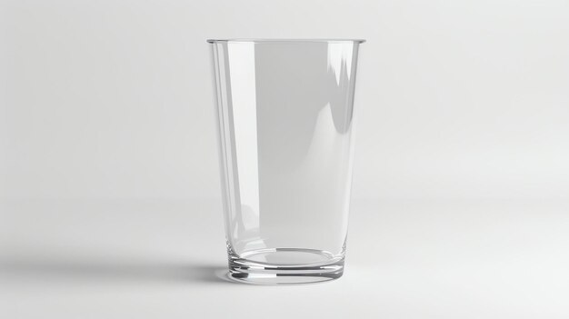 Ein einfaches und elegantes Glas sitzt auf einem weißen Tisch. Das Glas ist leer und wartet darauf, mit einem erfrischenden Getränk gefüllt zu werden.