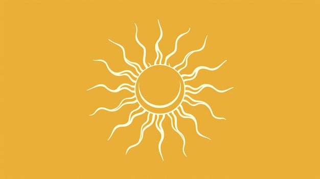 Ein einfaches weißes Sonnenbild auf einem gelben Hintergrund