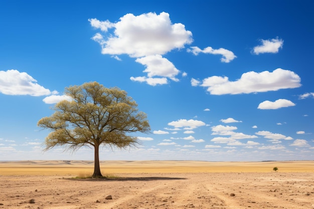 ein einsamer Baum mitten auf einem leeren Feld