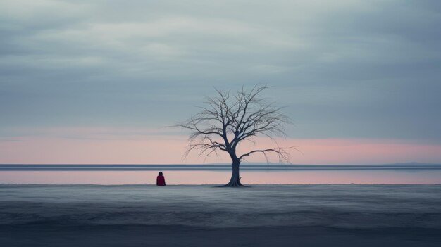 Foto ein einsames rothaariges mädchen ein von gabriel isak inspiriertes strandporträt