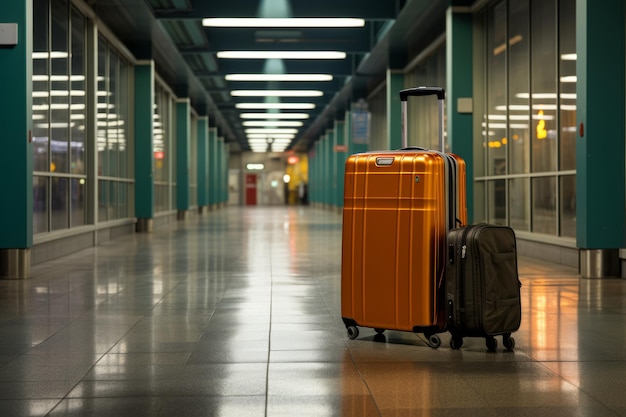 Ein einzelner Koffer wartet am Flughafen