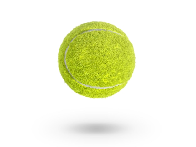 Ein einzelner Tennisball auf weißem Hintergrund