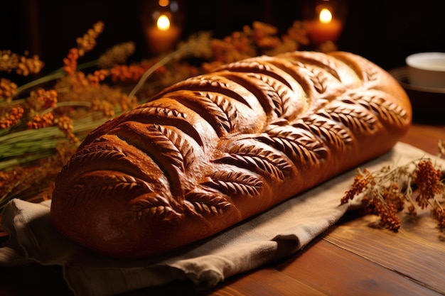 Ein einzelnes Brot auf dem Tisch