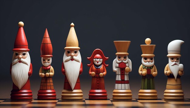 Ein einzigartiges 3D-Weihnachtsmann-Schachset, in dem das Schach