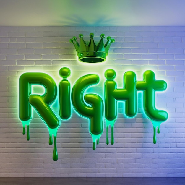 Ein einzigartiges typografisches Design, das das Wort richtig darstellt, das glänzend durchsichtig erscheint