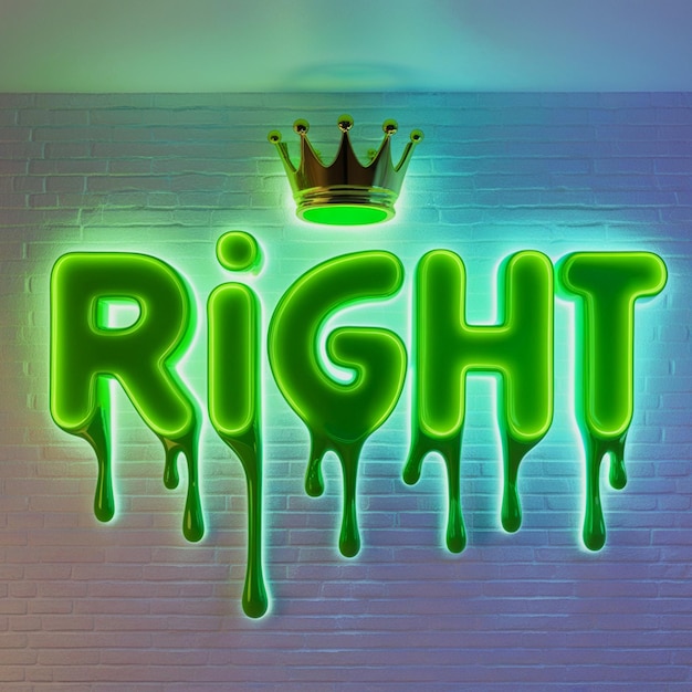 Ein einzigartiges typografisches Design, das das Wort richtig darstellt, das glänzend durchsichtig erscheint