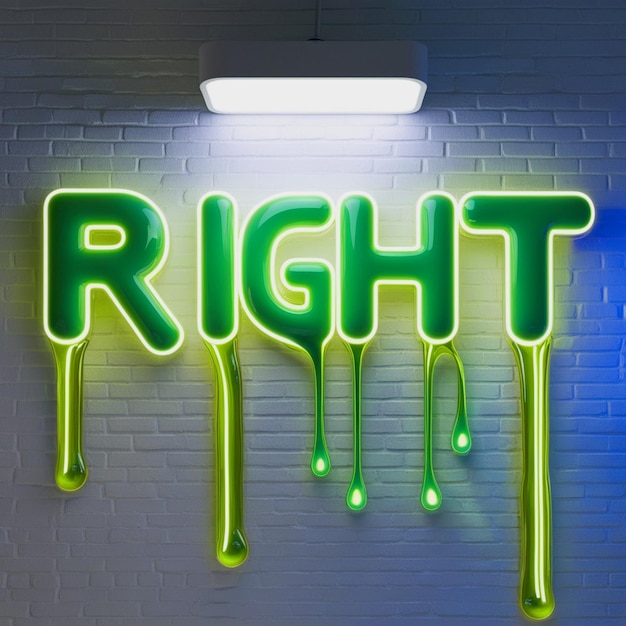 Ein einzigartiges typografisches Design, das das Wort richtig darstellt, das glänzend durchsichtig erscheint
