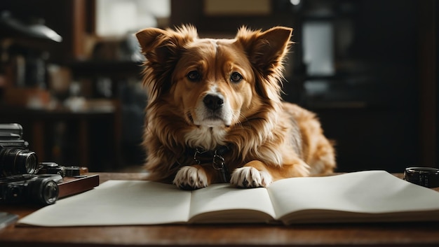 Foto ein einziger hund wartet auf etwas.