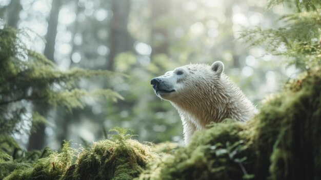 Ein Eisbär im Wald ai