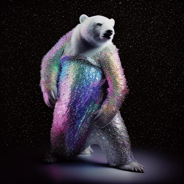 Ein Eisbär mit Glitzermantel