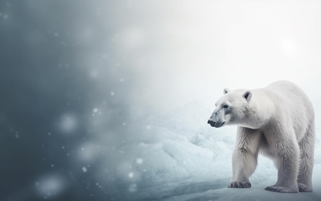 Ein Eisbär steht im Schnee.