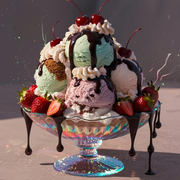 ein Eiscreme-Eiscreme-Kegel mit einem Kuchen drauf