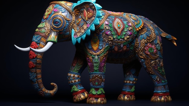 Ein Elefant aus bunten Ornamenten