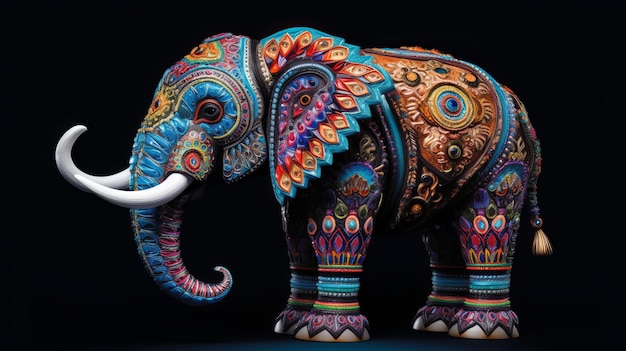 Ein Elefant aus bunten Ornamenten