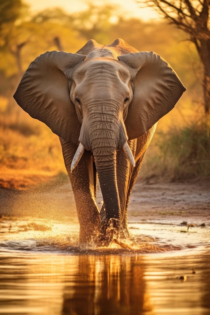 Ein eleganter Elefant im Herzen einer afrikanischen Savanne