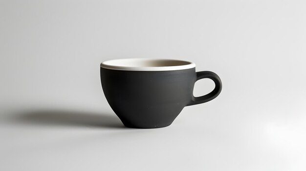 Foto ein eleganter espresso-tass auf einem ruhigen weißen hintergrund, der einen moment ruhiger betrachtung einfängt