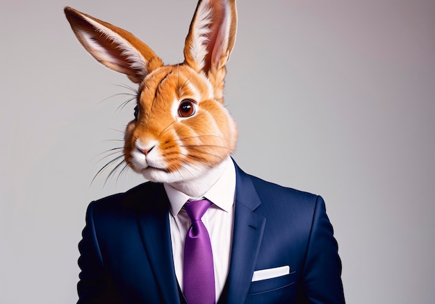 Ein eleganter Kaninchen-Geschäftsmann in einem Geschäftsanzug