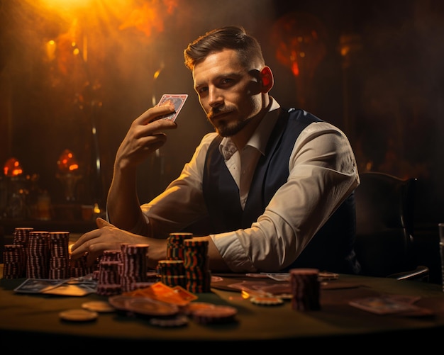 ein eleganter Mann, professioneller Casino-Spieler