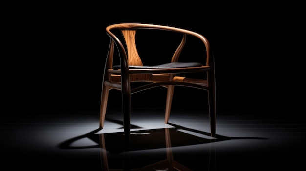 Ein eleganter moderner Stuhl mit einem eleganten dunklen Hintergrund
