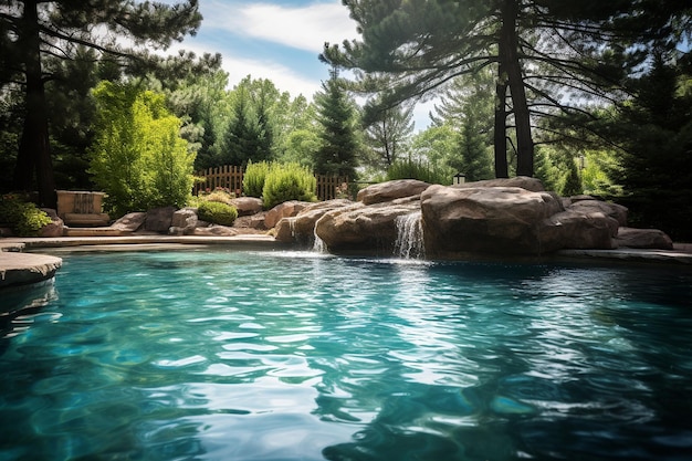 Ein eleganter Pool mit einem Wasserfall