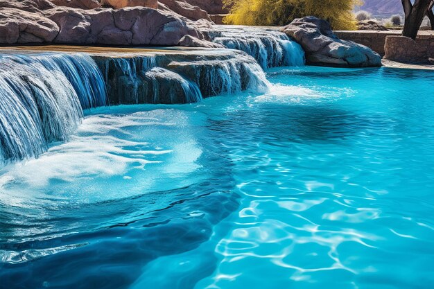 Ein eleganter Pool mit einem Wasserfall