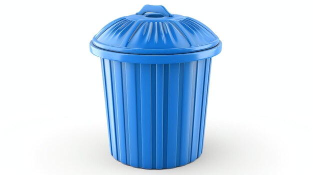 Ein elegantes und modernes 3D-Rendering-Symbol eines blauen Papierkorbs, das perfekt für Websites, Präsentationen und Apps ist. Dieses auffällige Bild weist eine lebendige blaue Farbe auf und ist auf einem sauberen Weiß isoliert.