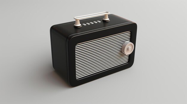 Ein elegantes und modernes 3D-Rendering-Symbol eines Radios, perfekt für jedes Designprojekt. Mit seinem vereinfachten Design und seinen sauberen Linien verleiht dieses Radiosymbol jeder Website oder App einen Hauch Vintage-Charme.