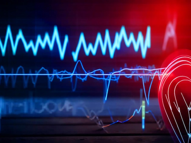 ein Elektrokardiogramm, ein EKG oder ein EKG-Grafik, das die elektrische Aktivität des Herzens im Laufe der Zeit zeigt