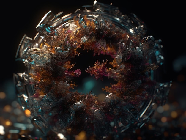 Foto ein endloses fractal aus durchsichtigen mehrfarbigen kristallen, natürlichen edelsteinen, generativer ki-technologie.