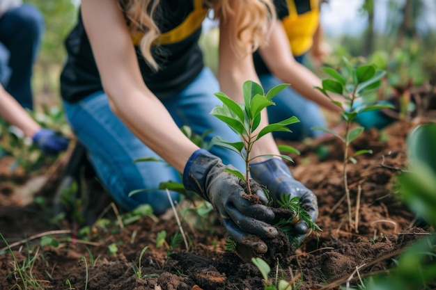 Ein engagiertes Team von Umweltschützern arbeitet an der Förderung der Nachhaltigkeit und der Bekämpfung des Klimawandels durch Bäumenpflanzung und Naturschutz.