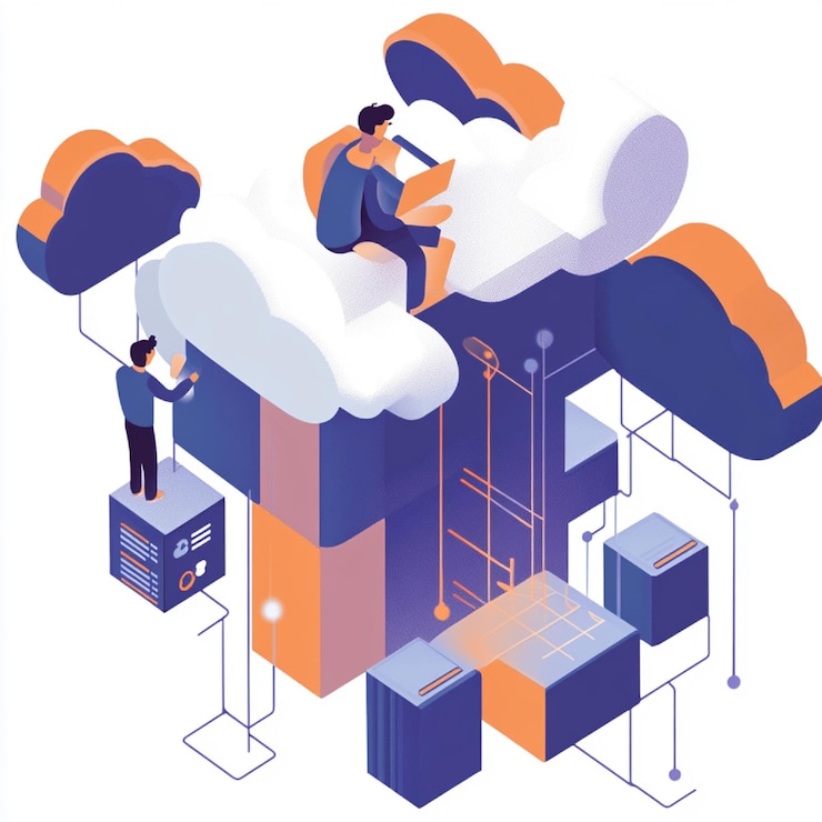 Foto ein entwickler, der eine microservices-architektur auf einer cloud-plattform implementiert