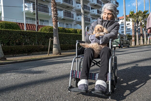 Ein erfrischender Spaziergang mit einer älteren Frau und einem Zwergpudel