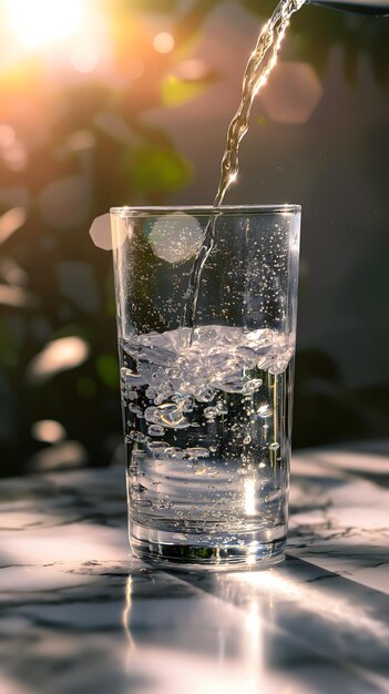 Ein erfrischendes Glas Wasser mit Sonnenschein