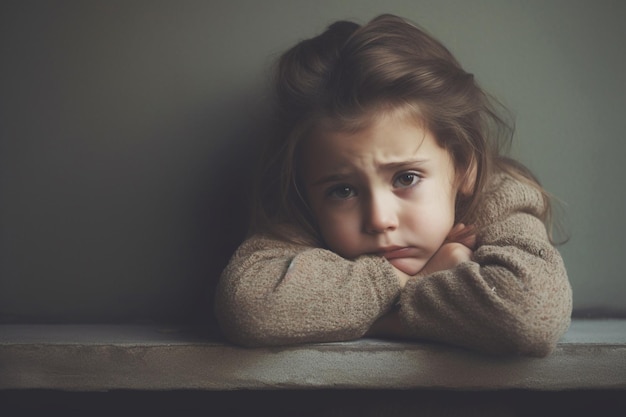 Ein ernstes menschliches Gesicht mit einer Träne Trauriges weinendes Kind