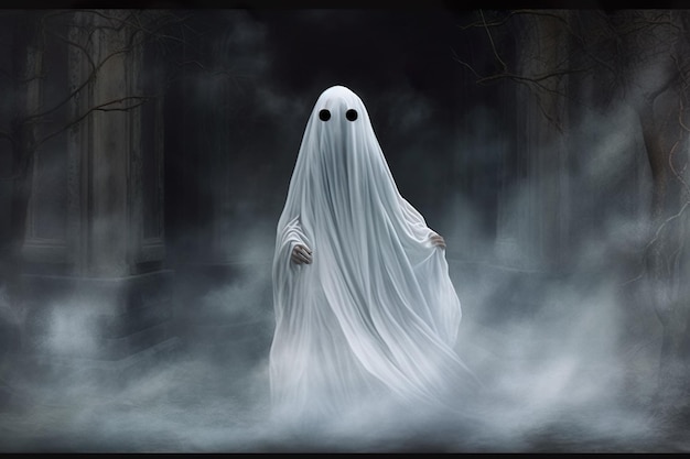 Ein erstaunliches und klassisches Bild des Halloween-Geistes, das von KI generiert wurde