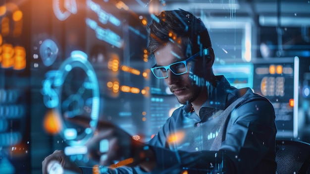 Ein Experte für die Überwachung der Netzwerksicherheit mit Hilfe von KI-Software-Technologie KI