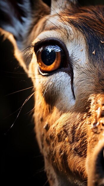 Ein Extrem-Close-Up-Gesichtsporträt von Hirschen