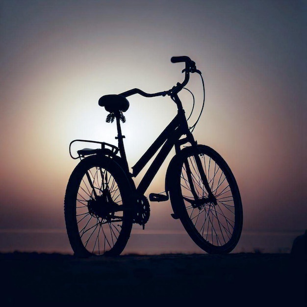 Ein Fahrrad bei Sonnenuntergang