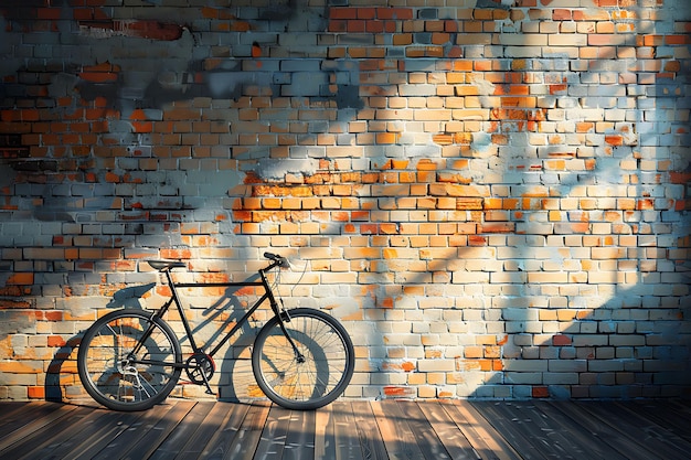 ein Fahrrad ist gegen eine Ziegelsteinmauer geparkt, auf der die Sonne scheint