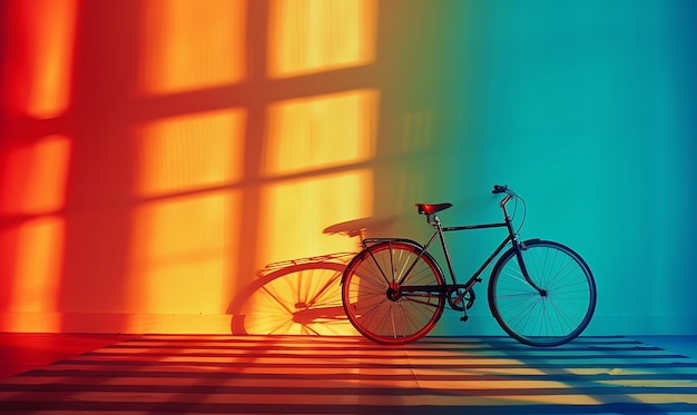 ein Fahrrad ist vor einem Fenster geparkt, durch das die Sonne scheint