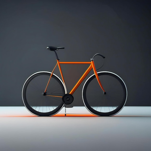 ein Fahrrad mit einem orangefarbenen Rahmen wird mit einem schwarzen Hintergrund gezeigt.